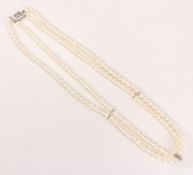 Double row freshwater pearl necklace with hallmarked silver clasp Condition Report