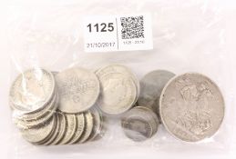 Victorian silver crown 1887 and pre-1947 silver GB coinage approx 8.