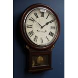 Late 19th century stained beech wall clock, circular dial signed 'Ansonia',