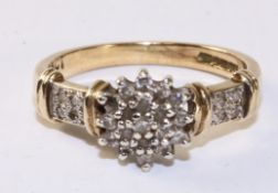 Diamond cluster ring hallmarked 9ct Condition Report <a href='//www.