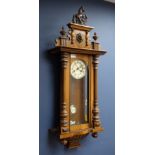 Late 19th century walnut Vienna style wall clock,
