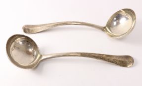 Pair of silver rat-tail serving spoons by Josiah Williams & Co London 1907 approx 6.