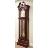 Windsor mahogany longcase clock, 31 day movement chiming the hours and halves on gongs,