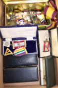 Collection of hallmarked silver and enamel Masonic and other medals in one box Condition