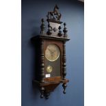 Early 20th century wall hanging clock, Vienna style, single train movement,