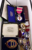 Collection of hallmarked silver and enamel Masonic and other medals in one box Condition