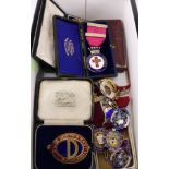 Collection of hallmarked silver and enamel Masonic and other medals in one box Condition