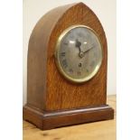 Late 19th century oak lancet shaped mantle clock,
