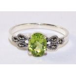 Peridot and marcasite ring stamped 925 Condition Report <a href='//www.