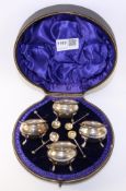 Set of four Edwardian silver salts London 1903 approx 6oz cased Condition Report