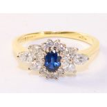 Sapphire and diamond flower set ring hallmarked 18ct Condition Report <a