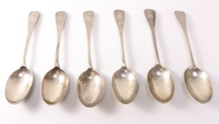 Set of six Victorian silver teaspoons by James Wakely & Frank Clarke Wheeler London 1894 approx 6.