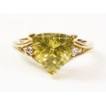 Lemon Citrine and diamond ring hallmarked 9ct Condition Report <a href='//www.