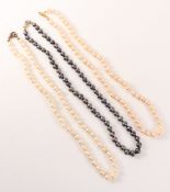 Three freshwater pearl necklaces, pink and grey Condition Report <a href='//www.