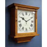 20th century oak cased wall clock, square dial signed 'Dandy, Bridlington', single fusee movement,