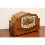 Art Deco walnut cased mantle clock, W31cm Condition Report <a href='//www.