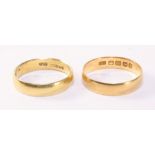 Two 18ct gold wedding bands approx 6gm Condition Report <a href='//www.