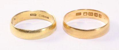 Two 18ct gold wedding bands approx 6gm Condition Report <a href='//www.
