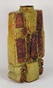 Bernard Rooke, born 1938, relief decorated slab sided vase, impressed mark,