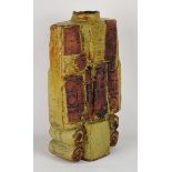 Bernard Rooke, born 1938, relief decorated slab sided vase, impressed mark,