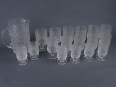 Whitefriars clear glass 'Glacier' drinking set with six red wine, five white wine,