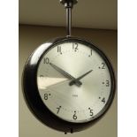 Gent of Leicester double side electric clock, silvered circular Arabic dial in Bakelite case,