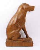 'Lizardman' carved oak 'Cherrie' seated labrador figure, by Martin Dutton of Huby,