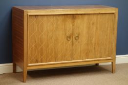 David Booth for Gordon Russell Double Helix two door mahogany, birch and Bombay rosewood sideboard,