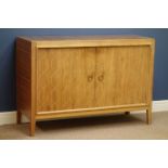 David Booth for Gordon Russell Double Helix two door mahogany, birch and Bombay rosewood sideboard,