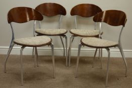 Set four chrome and plywood chairs with upholstered seats Condition Report <a