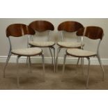 Set four chrome and plywood chairs with upholstered seats Condition Report <a