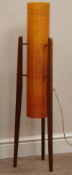 1960s floor standing 'Rocket Lamp', three tapering teak legs, with two tone fibreglass shade,