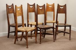 William Birch of High Wycombe - set six oak high back dining chairs,