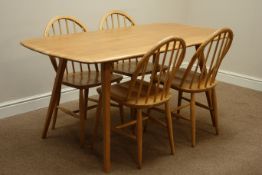 1950s Ercol 'Windsor' rectangular elm and beech dining table (154cm x 77cm, H71cm),