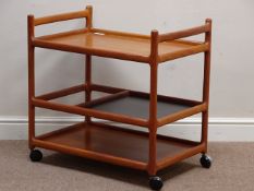 Johannes Andersen for Silkeborg Denmark - 1960's teak three tier drinks trolley, 74cm x 47cm,