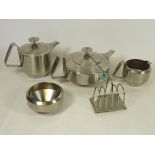 Vintage Old Hall stainless steel Alveston pattern four piece tea set & an Old Hall four slice