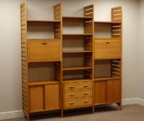 Staples 'Ladderax' teak adjustable sectional wall unit, W185cm, H199cm,