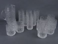 Whitefriars clear glass 'Glacier' water set with nine tumblers,