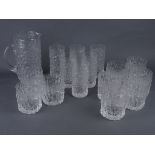 Whitefriars clear glass 'Glacier' water set with nine tumblers,