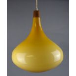 1970's shaded mustard glass onion shaped ceiling light,