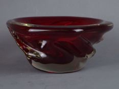 Whitefriars red glass Knobbly circular bowl,