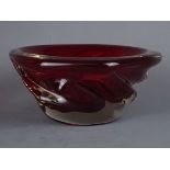 Whitefriars red glass Knobbly circular bowl,