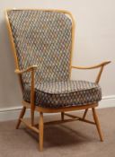 Ercol 'Windsor' light beech framed high back easy chair Condition Report <a