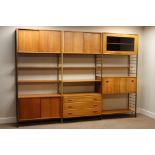 Staples 'Ladderax' teak sectional wall unit (as per image), W277cm, H199cm,