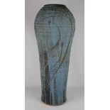 Charles Bound, born 1939, Monumental vase tapering body incised with a stylised fish & bird,