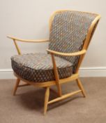 Ercol 'Windsor' light beech framed low back easy chair Condition Report <a