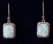 Pair of opal dress drop ear-rings stamped 925 Condition Report <a href='//www.