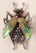 Continental enamel and marcasite insect brooch stamped 935 Condition Report <a