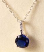 Blue stone set pendant necklace stamped 925 Condition Report <a href='//www.