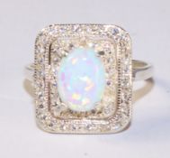 Opal square cluster dress ring Condition Report <a href='//www.davidduggleby.